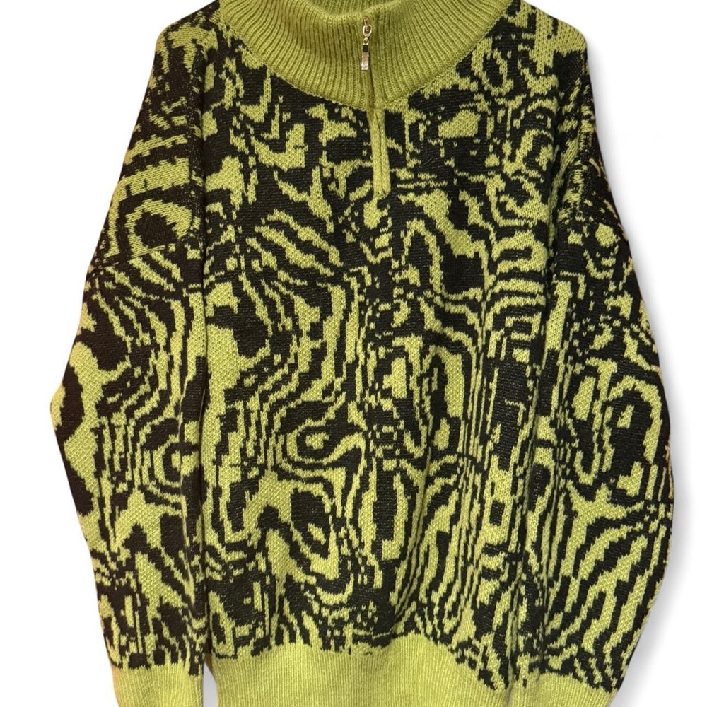 Green and Black Patterned Sweater